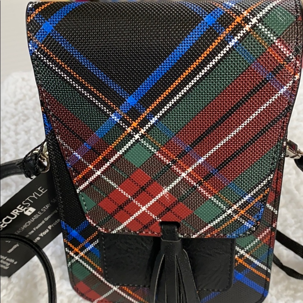 NWT- K. CARROLL PLAID/BLACK CROSSBODY BAG